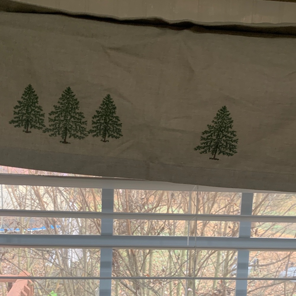 Embroidered Pine Tree Valance